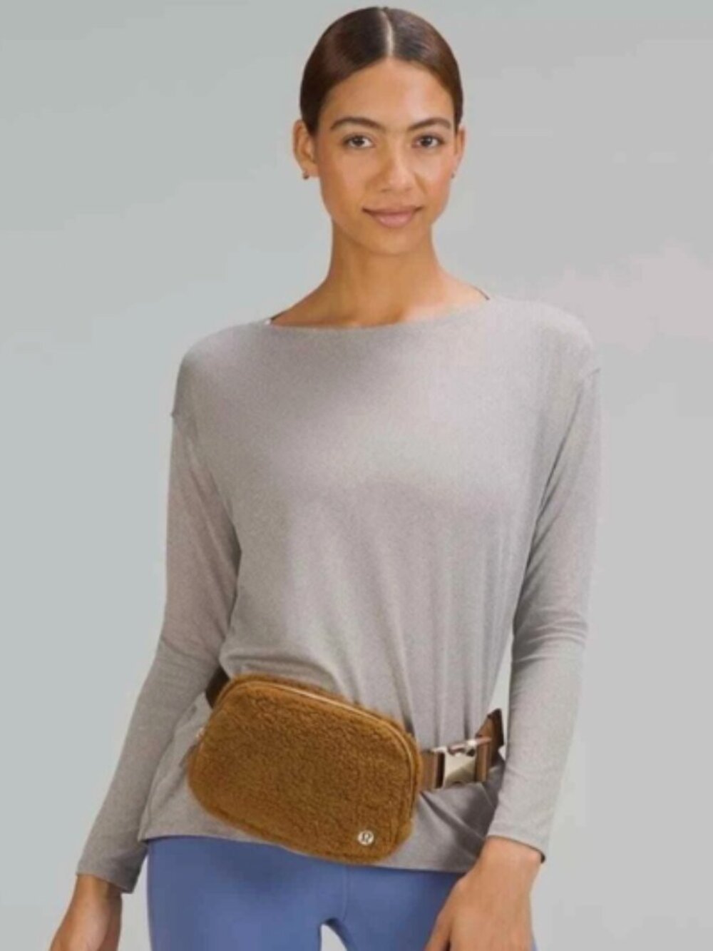 Lululemon Everywhere Belt Bag Sherpa Fleece Caramel Brown Very Good Condition
